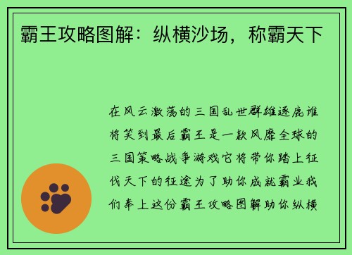 霸王攻略图解：纵横沙场，称霸天下